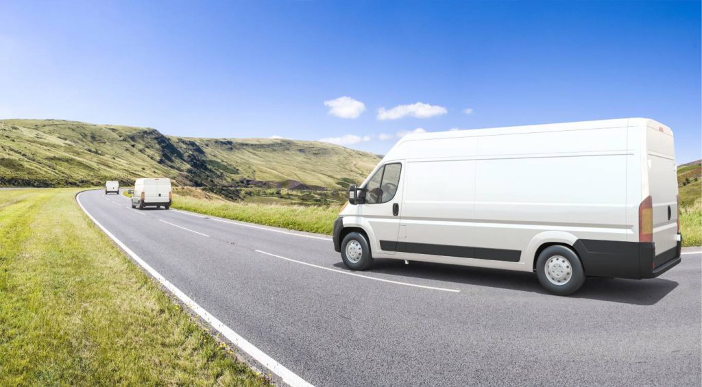 vans on open road